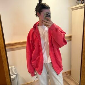 Pacific & Co Pink Baggy Full Zip Hooded Sweatshirt with Pockets